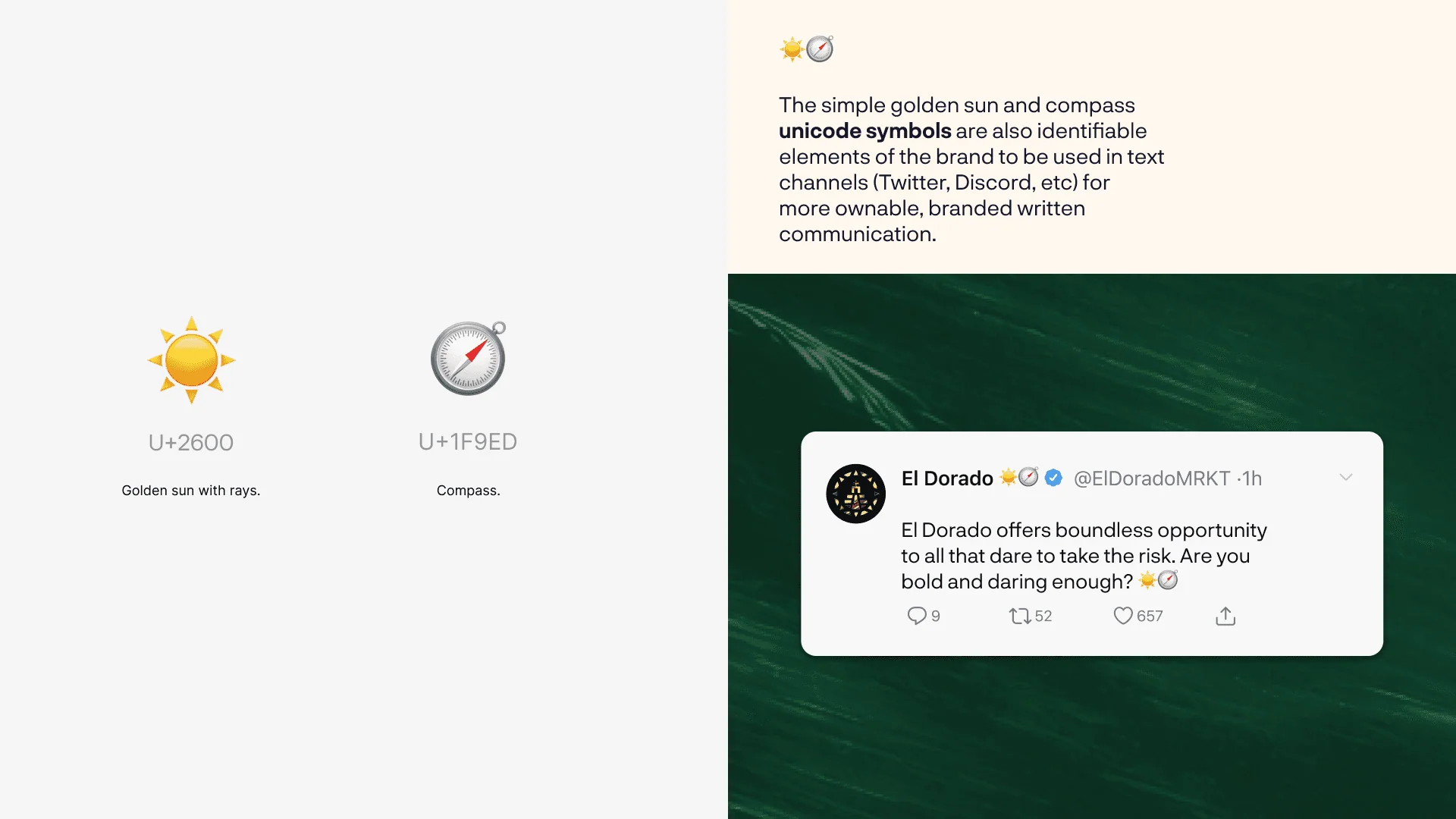 El Dorado: El Dorado Messaging Tone and Symbols